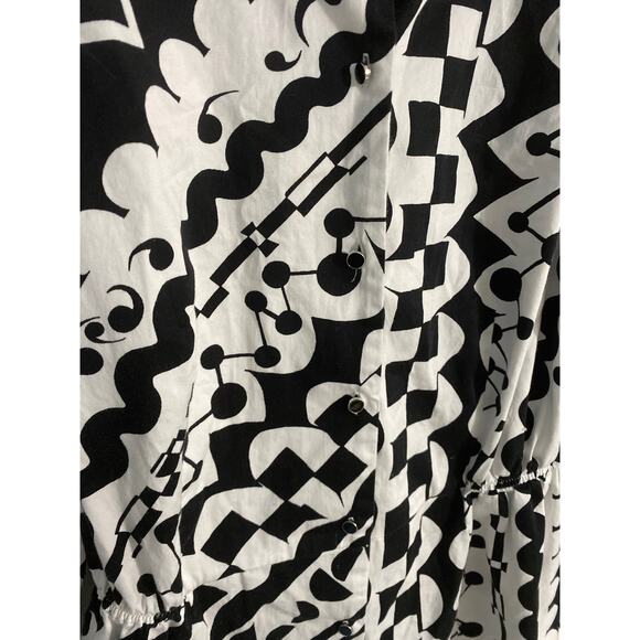 Isabel Toledo Lane Bryant button down top women’s size 20 black white abstract - Picture 3 of 4